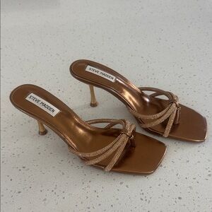 Steve Madden Metallic Bronze Knotted Strappy Heeled Sandals
